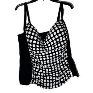 Black and White Polka Dot Fitted Bustier Swim Camisole 22W